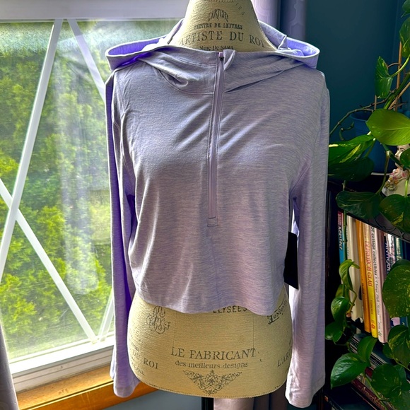 90 Degree By Reflex Tops - 90 Degree by Reflex lavender Medium cropped pull over half zipper hoodie. NWT